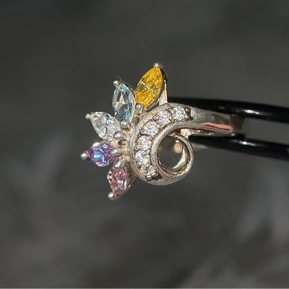 5-Marquis‎ Cut Gems Sterling Silver 925 Ring